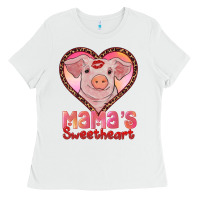 White mamas sweetheart baby pig Ladies Tee - RanaPortraitStore