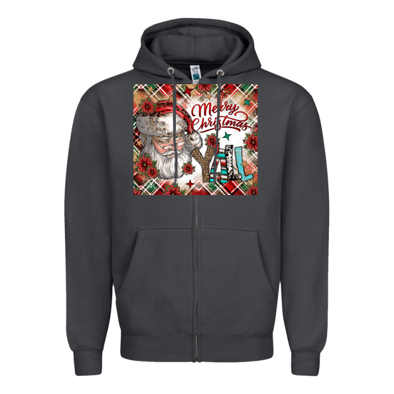 Merry Christmas Y'all Zipper Hoodie by CowhideDigitalArt | Teevron
