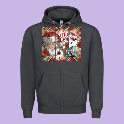 Merry Christmas Y'all Zipper Hoodie Designed By Cowhidedigitalart