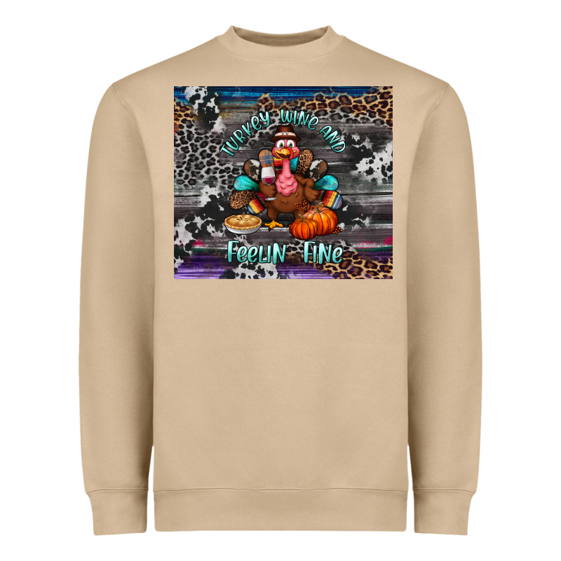 Turkey Wine And Feelin Fine Tumbler Heavyweight Sweatshirt by BundleAndBundleShop | Teevron
