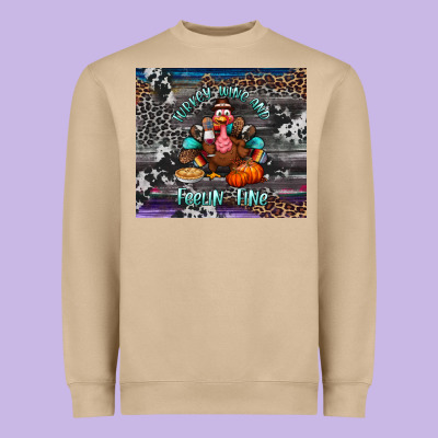 Turkey Wine And Feelin Fine Tumbler Heavyweight Sweatshirt Designed By Bundleandbundleshop
