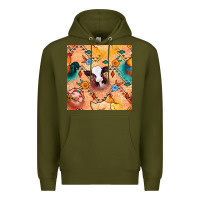Army Green western farm animals seamless pattern Premium Hoodie - BundleAndBundleShop