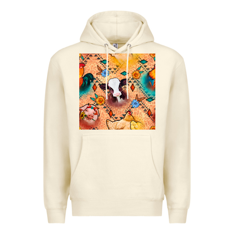 Western Farm Animals Seamless Pattern Premium Hoodie by BundleAndBundleShop | Teevron