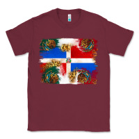 Burgundy Mexican and Puerto Rico Flag Classic Tee - texasbilliewilder