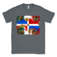 Charcoal Heather Mexican and Puerto Rico Flag Classic Tee - texasbilliewilder