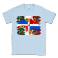 Dusty Blue Mexican and Puerto Rico Flag Classic Tee - texasbilliewilder