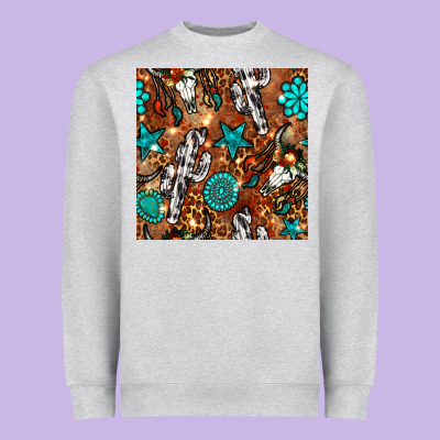 Western Gemstone Aztec Seamless Pattern Heavyweight Sweatshirt Designed By Bundleandbundleshop