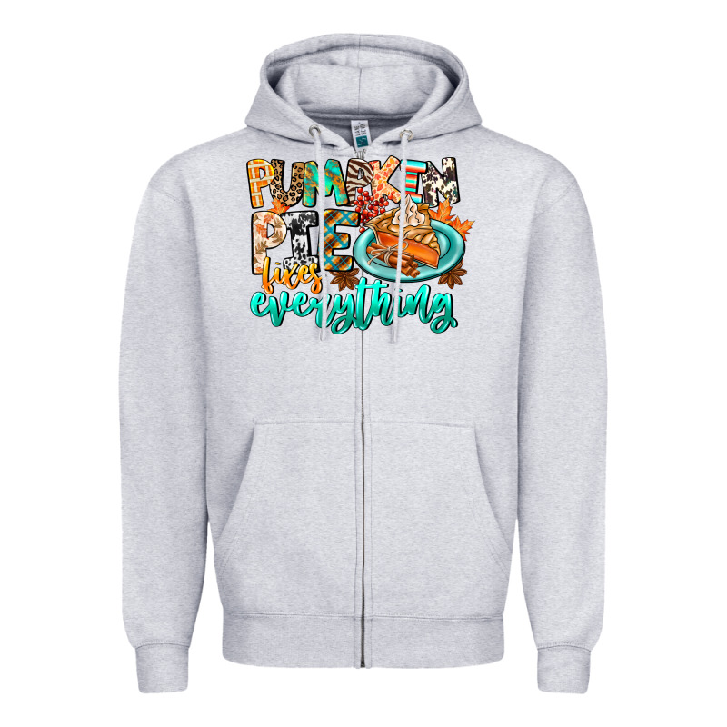 Pumpkin Pie Fixes Everything Zipper Hoodie by CowhideDigitalArt | Teevron