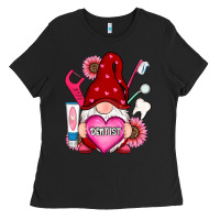 Black valentines day dentist gnome Ladies Tee - RanaPortraitStore