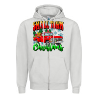 Dove Grey Small town Christmas Zipper Hoodie - CowhideDigitalArt