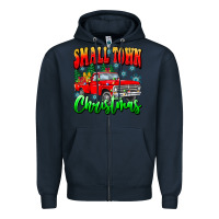 Navy Small town Christmas Zipper Hoodie - CowhideDigitalArt