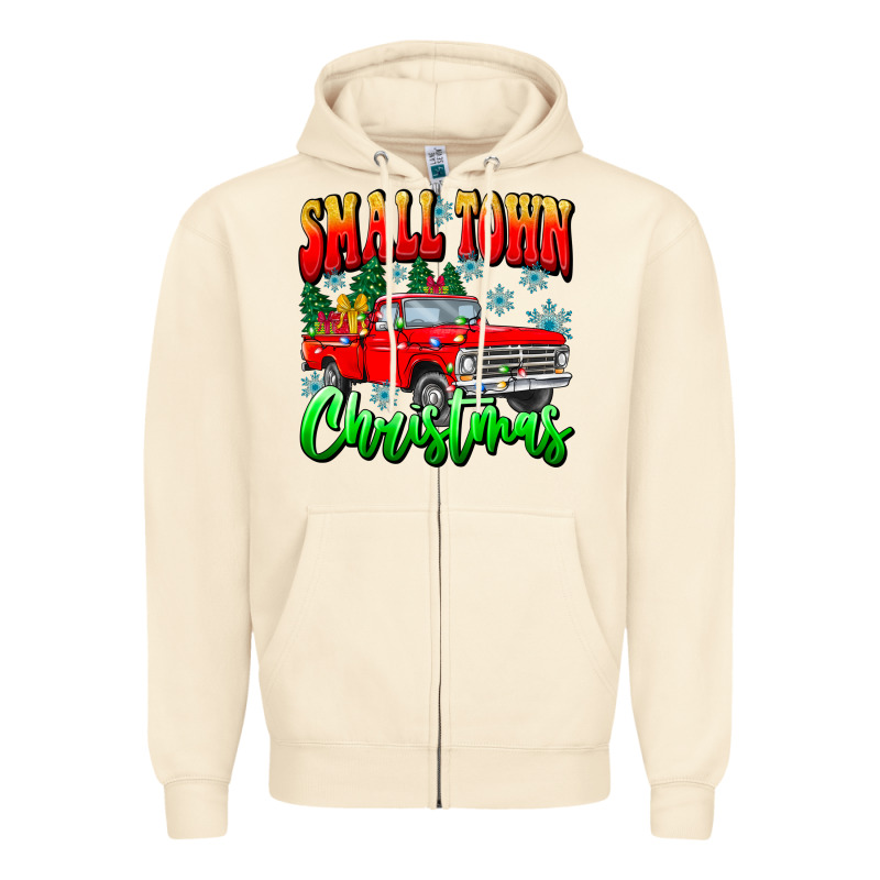 Small Town Christmas Zipper Hoodie by CowhideDigitalArt | Teevron