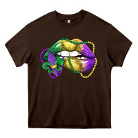 Chocolate Brown mardi gras lips Heavy Core Tee - LillyAllenDesigns