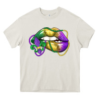 Cream mardi gras lips Heavy Core Tee - LillyAllenDesigns