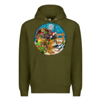 Army Green Christmas  farm animals Premium Hoodie - FaDigitalArtStudio