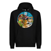 Black Christmas  farm animals Premium Hoodie - FaDigitalArtStudio