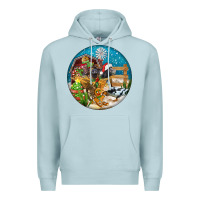 Blue Mist Christmas  farm animals Premium Hoodie - FaDigitalArtStudio