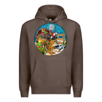 Coffee Christmas  farm animals Premium Hoodie - FaDigitalArtStudio