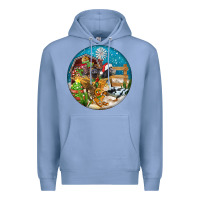Colony Blue Christmas  farm animals Premium Hoodie - FaDigitalArtStudio