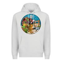 Dove Grey Christmas  farm animals Premium Hoodie - FaDigitalArtStudio