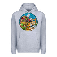 Heather Grey Christmas  farm animals Premium Hoodie - FaDigitalArtStudio