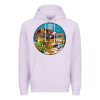 Lilac Christmas  farm animals Premium Hoodie - FaDigitalArtStudio