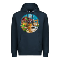 Navy Christmas  farm animals Premium Hoodie - FaDigitalArtStudio