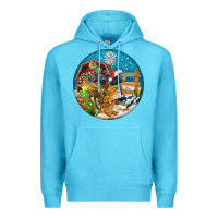 Ocean Blue Christmas  farm animals Premium Hoodie - FaDigitalArtStudio