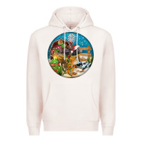 Pale Pink Christmas  farm animals Premium Hoodie - FaDigitalArtStudio