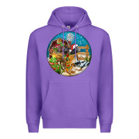 Purple Christmas  farm animals Premium Hoodie - FaDigitalArtStudio