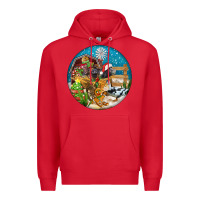 Red Christmas  farm animals Premium Hoodie - FaDigitalArtStudio