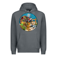 Rock Christmas  farm animals Premium Hoodie - FaDigitalArtStudio