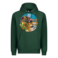 Sports Green Christmas  farm animals Premium Hoodie - FaDigitalArtStudio