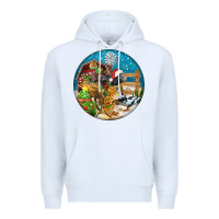 White Christmas  farm animals Premium Hoodie - FaDigitalArtStudio