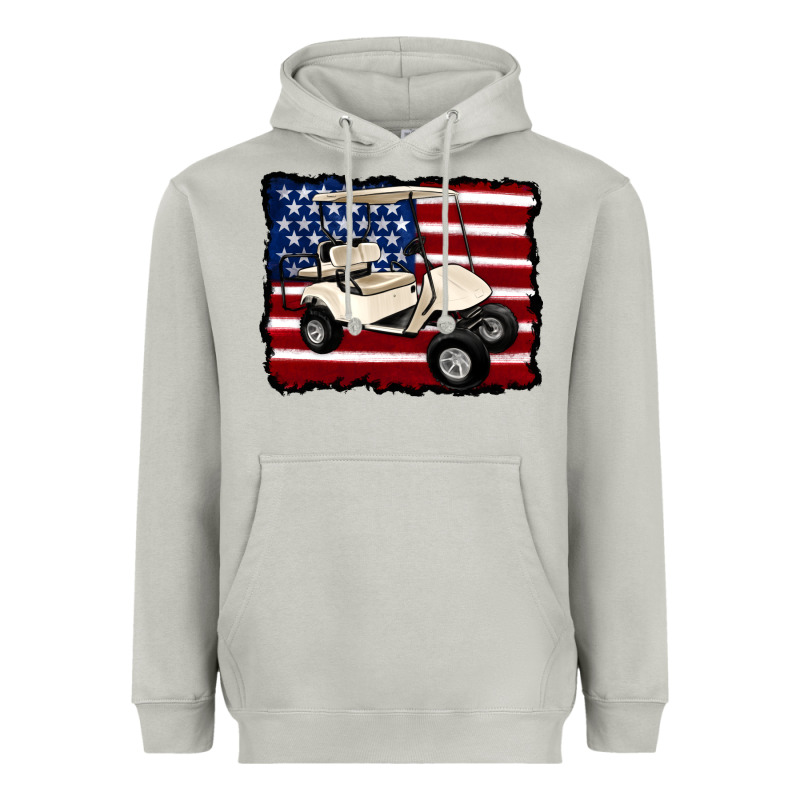 Golf Cart American Flag Heavyweight Hoodie by Artiststas | Teevron