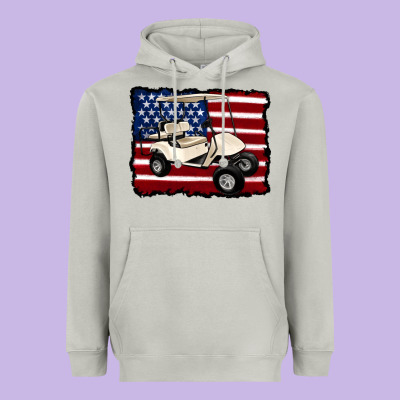 Golf Cart American Flag Heavyweight Hoodie Designed By Artiststas