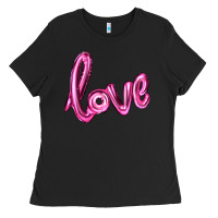 Black valentines day love balloon Ladies Tee - RanaPortraitStore