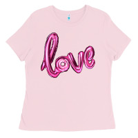 Bubblegum Pink valentines day love balloon Ladies Tee - RanaPortraitStore
