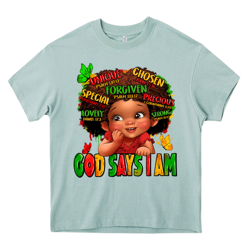 God Says I Am Juneteenth Kid Heavy Core Tee by LillyAllenDesigns | Teevron