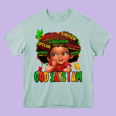 God Says I Am Juneteenth Kid Heavy Core Tee Designed By Lillyallendesigns