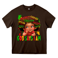 Chocolate Brown god says i am juneteenth kid Heavy Core Tee - LillyAllenDesigns