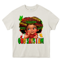 Cream god says i am juneteenth kid Heavy Core Tee - LillyAllenDesigns