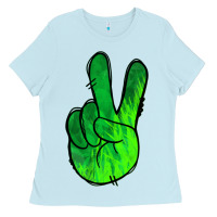 Baby Blue Green Peace Sign Ladies Tee - Jasminsmagicworld