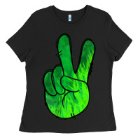 Black Green Peace Sign Ladies Tee - Jasminsmagicworld