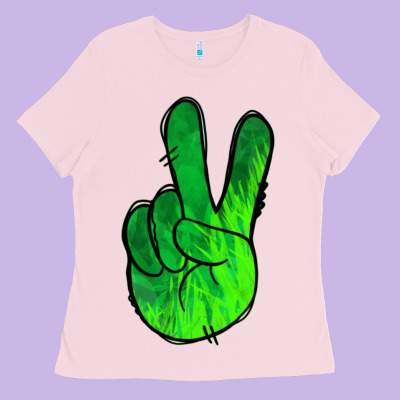Green Peace Sign Ladies Tee Designed By Jasminsmagicworld