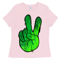 Bubblegum Pink Green Peace Sign Ladies Tee - Jasminsmagicworld