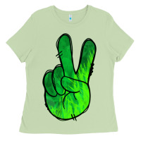 Matcha Green Peace Sign Ladies Tee - Jasminsmagicworld
