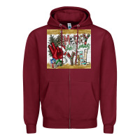 Burgundy merry christmas y'all Zipper Hoodie - CowhideDigitalArt