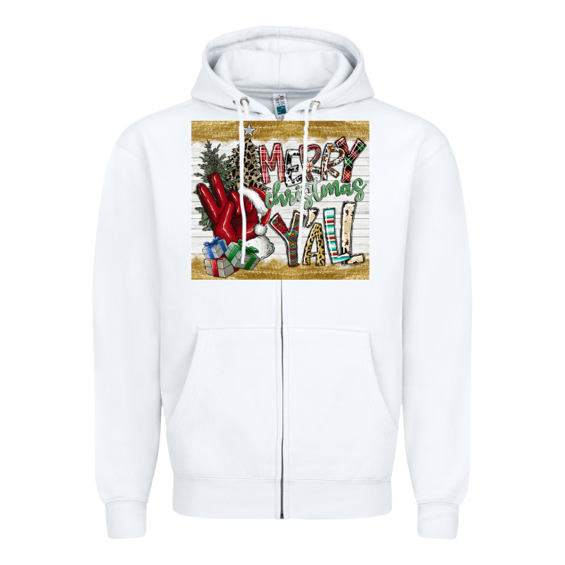 Merry Christmas Y'all Zipper Hoodie by CowhideDigitalArt | Teevron