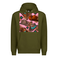 Army Green western cowboy hat seamless pattern Premium Hoodie - BundleAndBundleShop